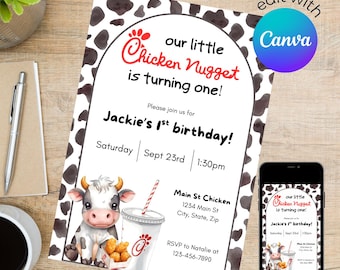 Little Chicken Nugget Birthday Party Invitation (digital template)