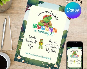 Franklin Turtle Inspired Birthday Party Invitation Digital Template