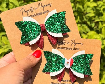 Lazo para el cabello con la bandera mexicana brillante – Accesorio para fiestas en rojo, blanco y verde