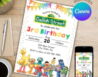 Neighborhood Friendly Monster Friends Birthday Party Invitation (digital template)