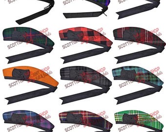SHYNE KILTS Glengarry Chapeau Écossais 100% Laine Tartan Noir - Traditionnel Highlands