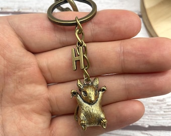 Llavero de ratón de latón personalizado, dije de rata del zodiaco personalizado, llavero vintage de latón macizo, regalo de Navidad para hombres, amigos o parejas.