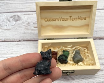 Gato de cristal hecho a mano, adorable estatua de gatito con piedras preciosas, regalo único para amantes de los gatos, cumpleaños, Navidad o como regalo de amistad.