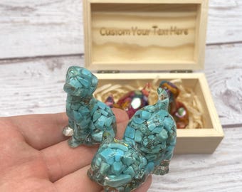 Juego de figuras de gato y perro de cristal, adorno de resina hecho a mano, regalo para mascotas con piedras preciosas, decoración personalizada de cumpleaños y Navidad para amantes de las mascotas.