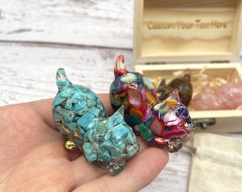 Figura de gato de cristal personalizada, adorno de gatito de resina hecho a mano, regalo grabado personalizado para amantes de los gatos, decoración del hogar para cumpleaños y Navidad.