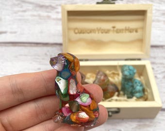 Figura de perro de cristal personalizada, escultura de cachorro de resina hecha a mano, regalo de cumpleaños único para amantes de los perros, decoración de escritorio para Navidad y hogar.