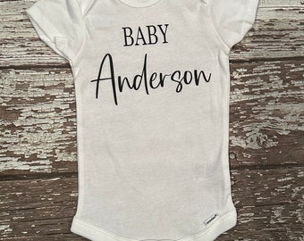 Onesie Pregnancy Announcement Baby Bodysuit, Baby Announcement Bodysuit, Personalized Last Name Announcement Baby Bodysuit, Baby Shower