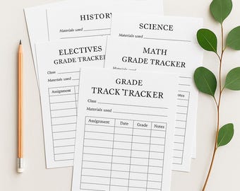 Homeschool Grade Tracker Kit | 7-Subject Printable Log | Simple Student Record PDF