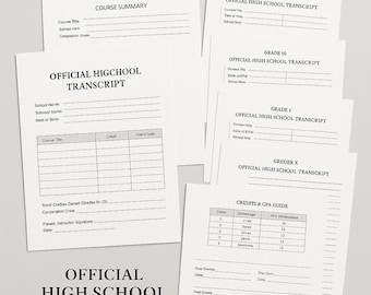 Homeschool Transcript Printable – Official High School Record (grades 9 ...
