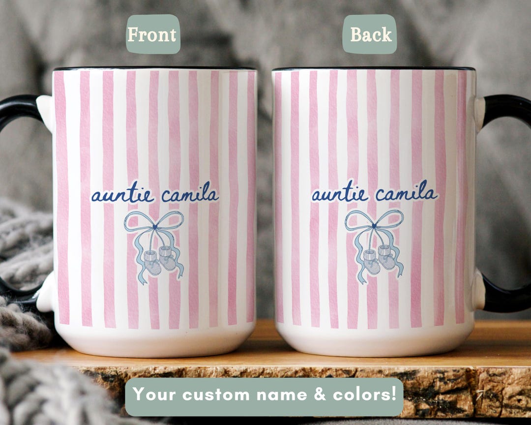 Personalized Auntie Mug Custom Name Coffee Cup Baby Announcement Gift ...