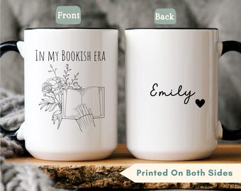 Book Lover Mug, Personalized Bookish Coffee Cup, Custom Reader Gift, In My Bookish Era Floral Mug, Cozy Reading Mug, Gift For Book Lovers