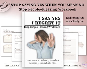 Stop People Pleasing Workbook, Learn to Say No, Boundary Setting (Printable PDF)