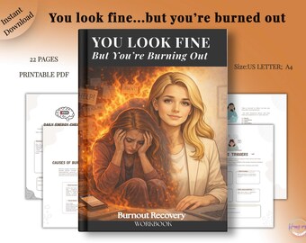 Burnout Recovery Workbook – Stress Management, Healthy Boundaries & Saying No, Mental Load Reflection Workbook Printable