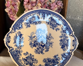 Plat à tarte ancien Villeroy & Boch Fasan 29 cm – Porcelaine vintage bleu et blanc – Décor floral romantique