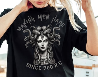 Medusa T-Shirt - Griechische Mythologie Grafik, Schlangenhaargöttin, feministisches T-Shirt (Komfortfarben, Bella Canvas), Tank Unisex