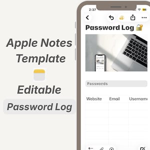 Mall för lösenordsspårning i Apple Notes | Produktiv organisation för iPhone, iPad, Mac