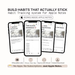 Apple Notes Planner | ADHD-vänliga produktivitetsmallar (digital nedladdning)