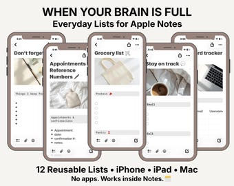 Apple Notes Templates  | Notes app Lists for iPhone, iPad, Mac | Productive Organization System
