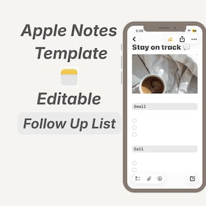 Apple-Notizen-Vorlage für die iPhone-Notizen-App | E-Mail-, Nachrichten-, Anruf- und Nachfass-Organizer