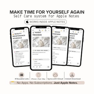 Apple Phone Notes App Template | Self care routine planner | Beauty Maintenance checklist