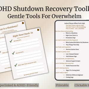 ADHD Burnout Recovery Toolkit, Hyperlinked Digital Journal, ADHD Shutdown & Paralysis Relief, Mental Health Safety Plan, Executive Function