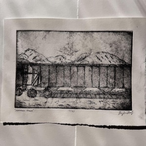 Alaskan Train Etching - Handmade Print