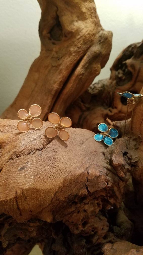 Sparkly Nail Polish Flower Wire Wrapped Hair Pins Etsy