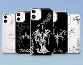 Funda de teléfono gótica Emo goth Cybersigilism para Google Pixel 9A, 9Pro XL, 8A, 8Pro, 7A, 6A Samsung S25, S24Fe, S23, A56, A16 iPhone 16E, 15Pro, 14