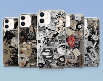 Edgy Y2K Collage Phone Case: Gothic Girl, Trippy Retro Design
