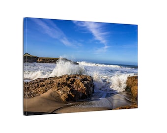 Art mural sur toile, vagues côtières de la Californie du Nord, paysage océanique, décoration de plage dans la région de la baie
