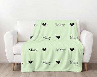Personalized Custom Blanket with Hearts, Girl Blanket Gift, Heart Custom Name Blanket, Baby Girl Blanket, Personalized Gift, Gift for Her