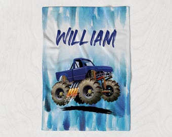 Customized Name Truck Blanket, Personalized loves car, Custom Name Kid Blanket, Gift Boy Blanket, Birthday Gift, for Your Ride, Off Road Car