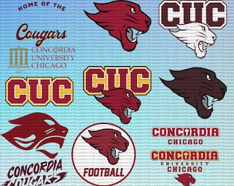 Mehrschichtige Concordia Universität SVG, Chicago Cougars SVG, Leichtathletik, College, CUC, Cricut, Fußball, Instant Download.
