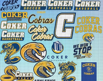 Coker Universität SVG, Cricut, Cobras SVG, Fußball, College, Leichtathletik, Sofort Download.