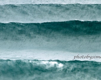 Ocean waves abstract large surf green blue waves wall decor