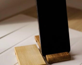 Personalized Wooden Phone Stand, Minimalist Desk Phone Holder, Custom Name Engraved, Gift for Him Her