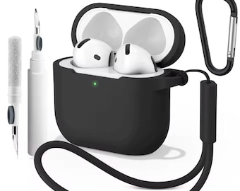 Soft Silicone Case For Apple Airpods 4 Earphone Cover with Cleaning Accessory