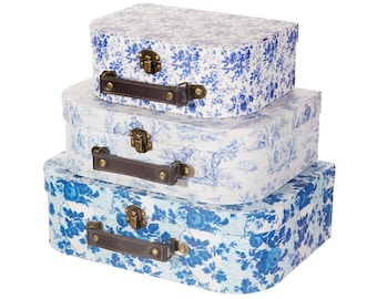 Celeste Blue and White Floral Set of 3 