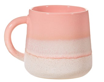 Pink and White Glaze Mug with Handle Cup Made from Stoneware Birthday Gift for Tea Coffee Lover His and Hers