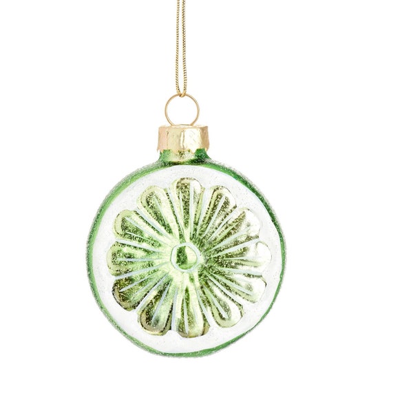 Lime Slice Shaped Bauble Green Citrus Glass Christmas Decoration Hanging For Xmas Tree Ornament Novelty Gift Stocking Stuffer