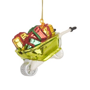 Kruiwagen met cadeautjes vormige kerstbal groen rood glas tuinman kerstversiering hangend voor kerstboom ornament nieuwigheid cadeau