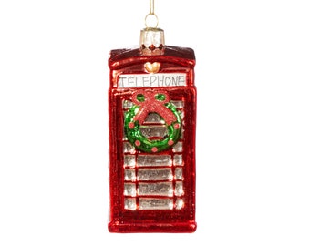 Phone Box With Wreath Shaped Bauble Red Green Glass Christmas Decoration Hanging For Xmas Tree Ornament Novelty Gift Stocking Stuffer