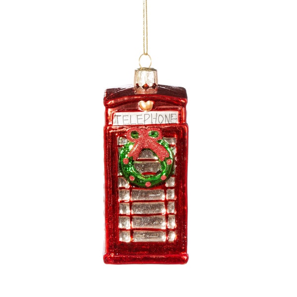 Phone Box With Wreath Shaped Bauble Red Green Glass Christmas Decoration Hanging For Xmas Tree Ornament Novelty Gift Stocking Stuffer