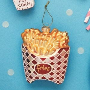 Fries Shaped Bauble Red Yellow White Chips Glass Christmas Decoration Hanging For Xmas Tree Ornament Novelty Gift Stocking Stuffer