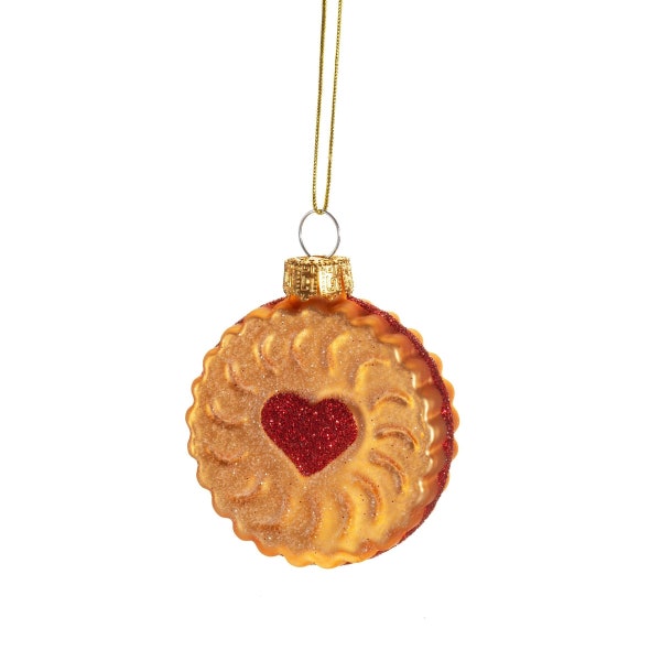 Jam Heart Biscuit Shaped Bauble Glitter Glass Christmas Decoration Hanging For Xmas Tree Ornament Novelty Gift Stocking Stuffer