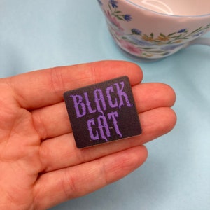 Black Cat Purple Pin Halloween Wooden Brooch Kitty Magic Lady Wooden Brooch Pin Halloween Birthday Gift Christmas Stocking Filler Present