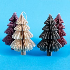 Honeycomb Christmas Trees Set of 4 Shaped 3d Paper Christmas Hanging Decorations Festive Novelty Ornament Holiday Gifts Accessory