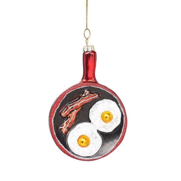Frying Pan Shaped Bauble Eggs Bacon Fry Up Glass Christmas Decoration Hanging For Xmas Tree Ornament Novelty Gift Stocking Stuffer