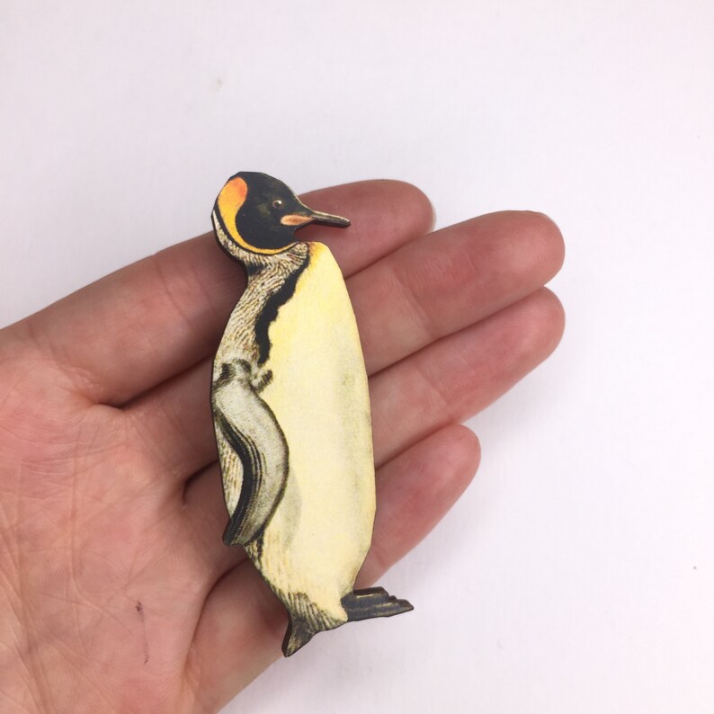 Birds Gift Watcher Wildlife Nature Birthday Small Present Christmas Penguin Lovers South Pole Antarctica King Penguin Wooden Brooch Pin