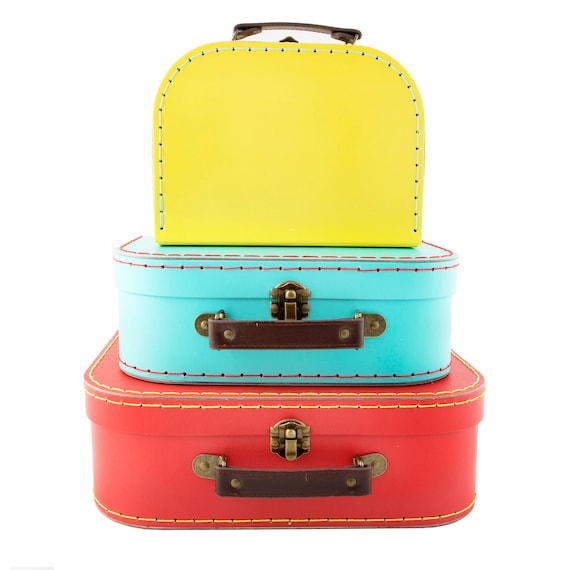 Red Yellow Blue Set of 3 Suitcase for Storage Colorful Shelf